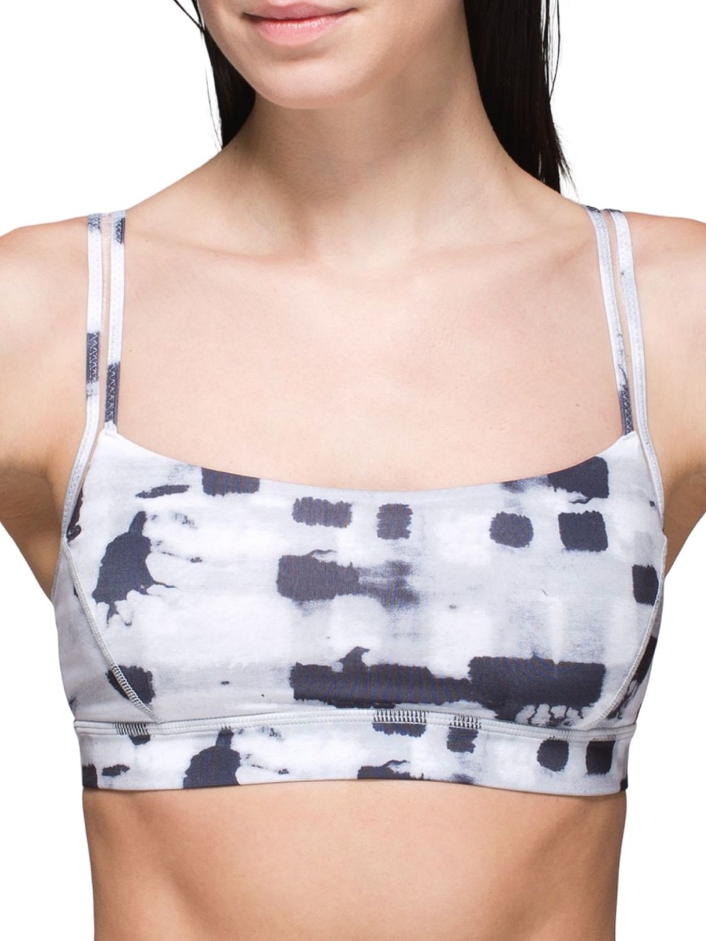 Lululemon Straight Up Bra Ghost Weave White Black Size 4